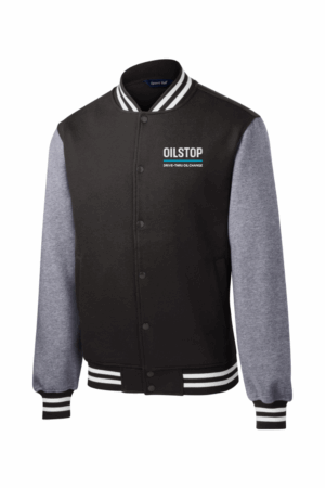 Men's Fleece Letterman Jacket | New White Logo